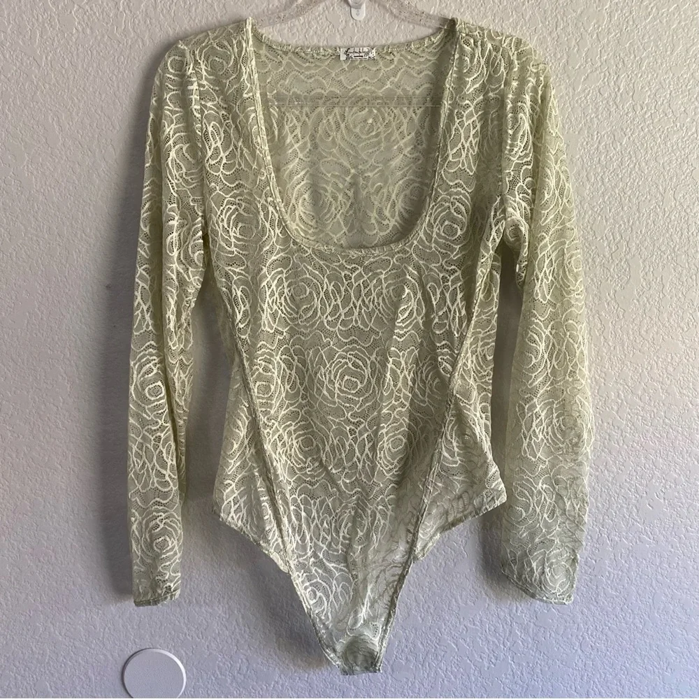 NEW Free People Intimately In my Head Bodysuit in Light Green